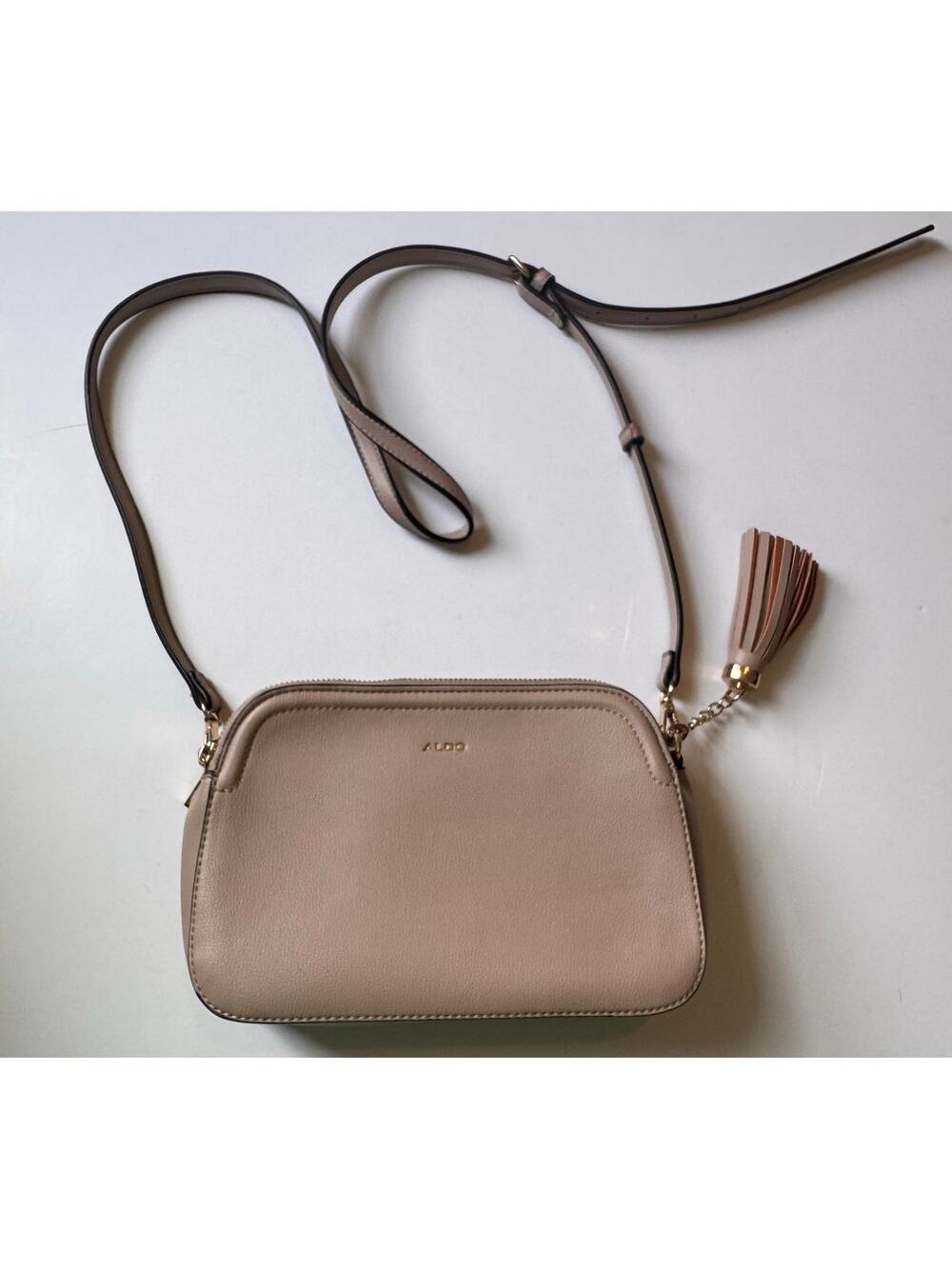 Aldo Agrelin Women's Crossbody Bag Dark Beige Tassel 3 Pocket